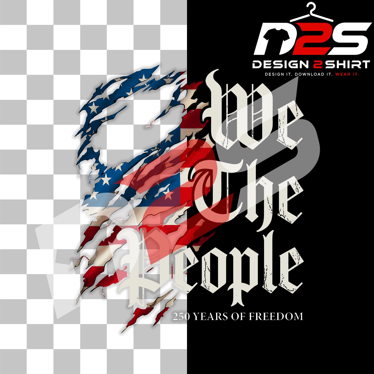 High-resolution American patriotic celebration design for custom apparel and craft projects