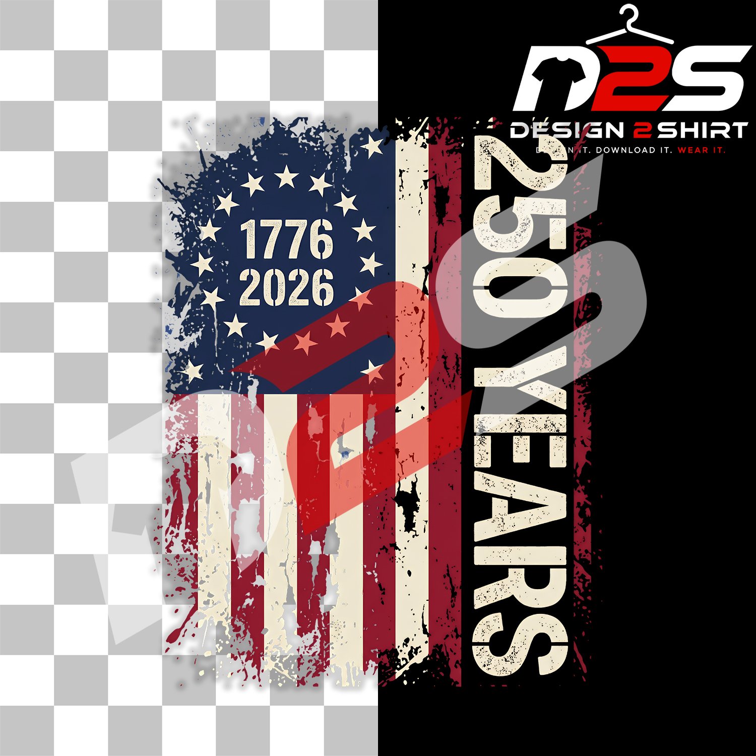 High-resolution 250th Anniversary USA artwork with transparent background