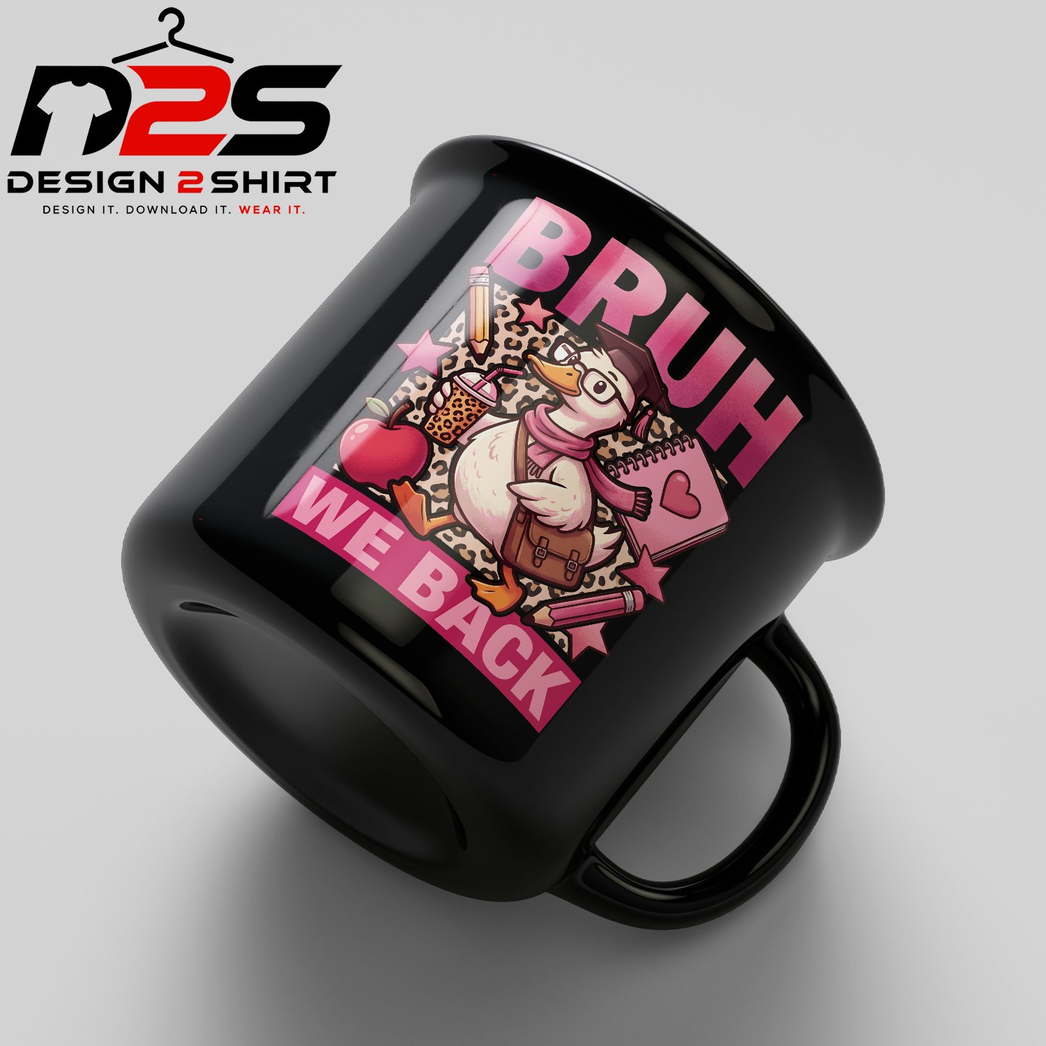 Cute back-to-school animal graphic for shirts, mugs, stickers, and tote bags