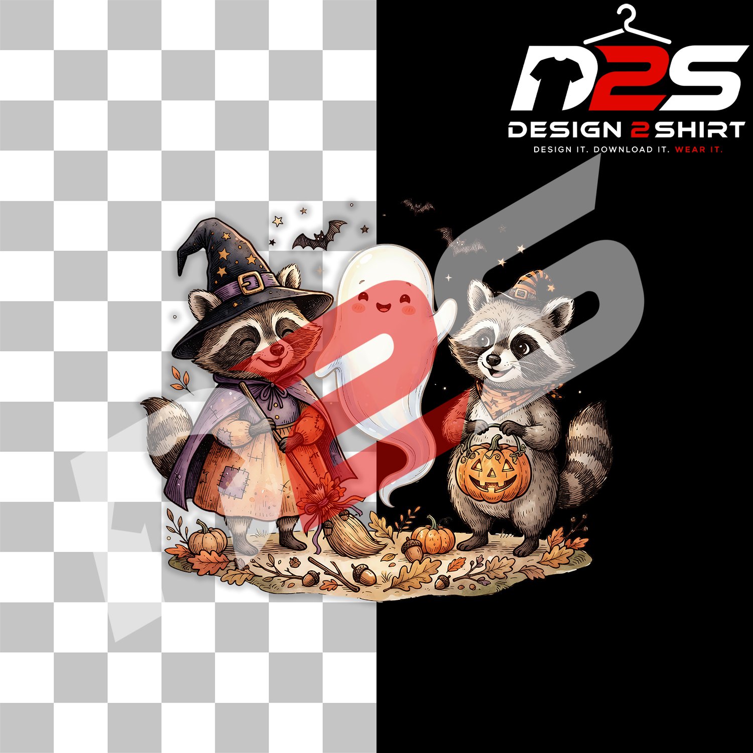 Boo Ghost Raccoon Halloween Monster high-resolution Halloween PNG for Cricut and sublimation