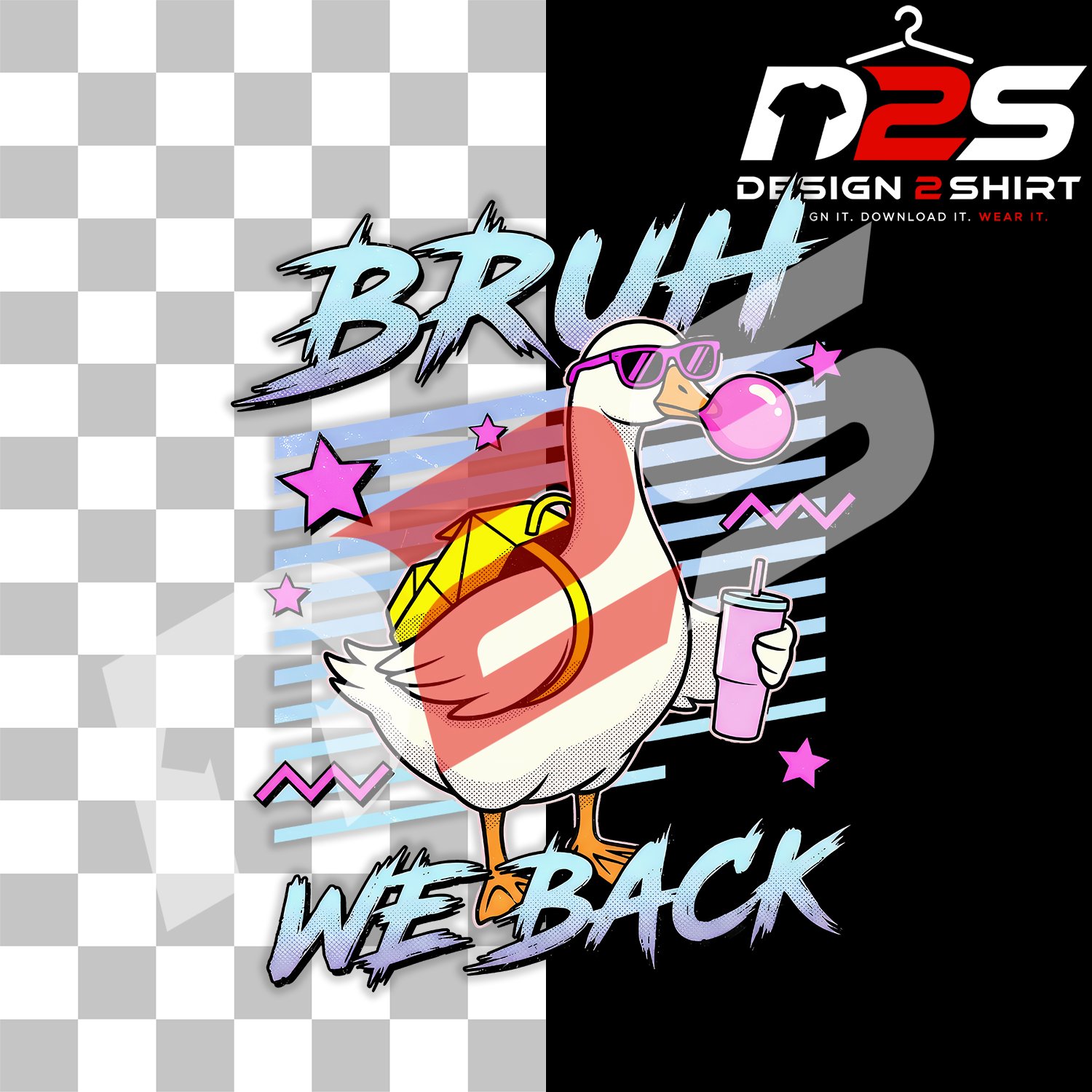 Bruh We Back Goose Back To School high-resolution transparent PNG design