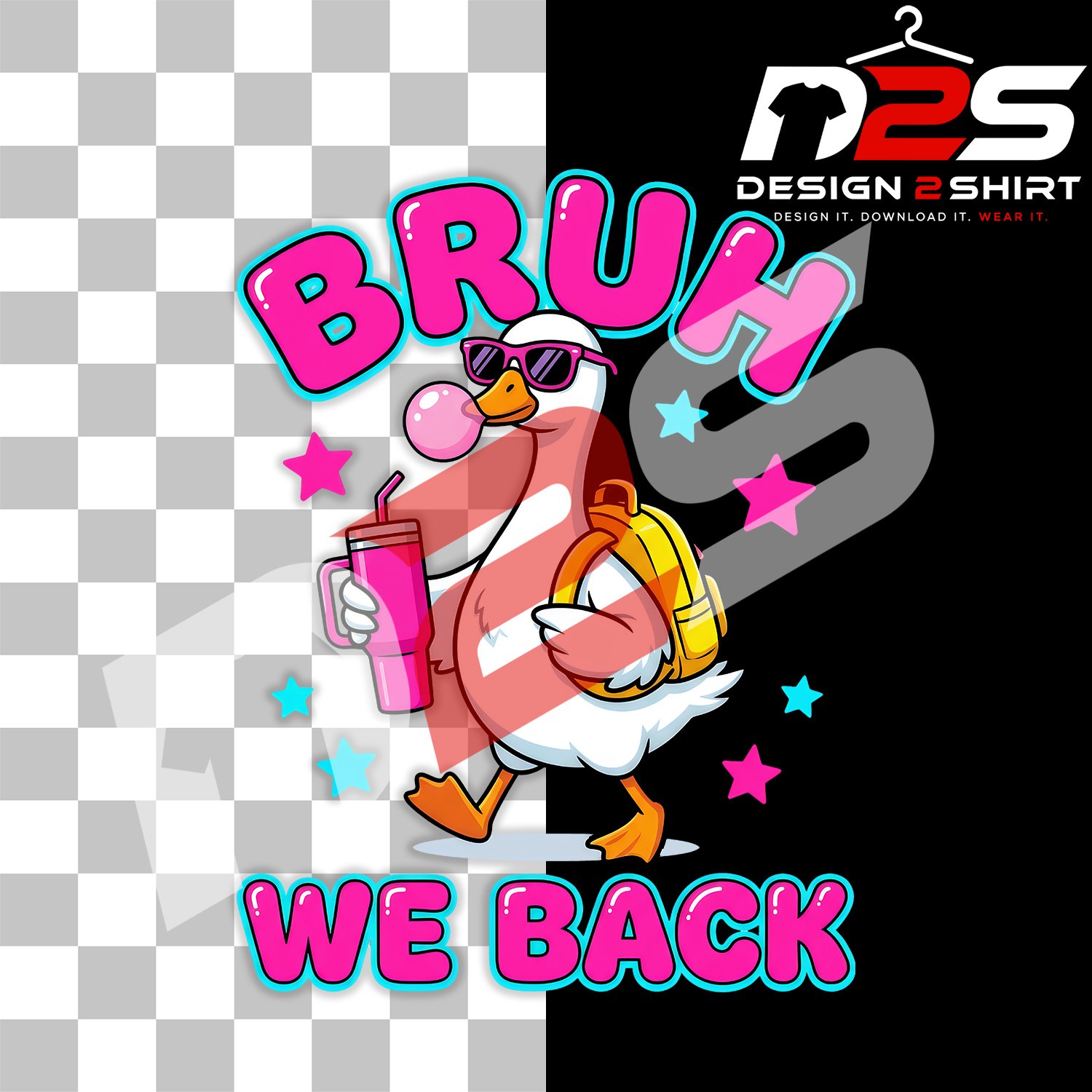 Bruh We Back Goose Bubble Gum funny goose digital artwork for Cricut projects