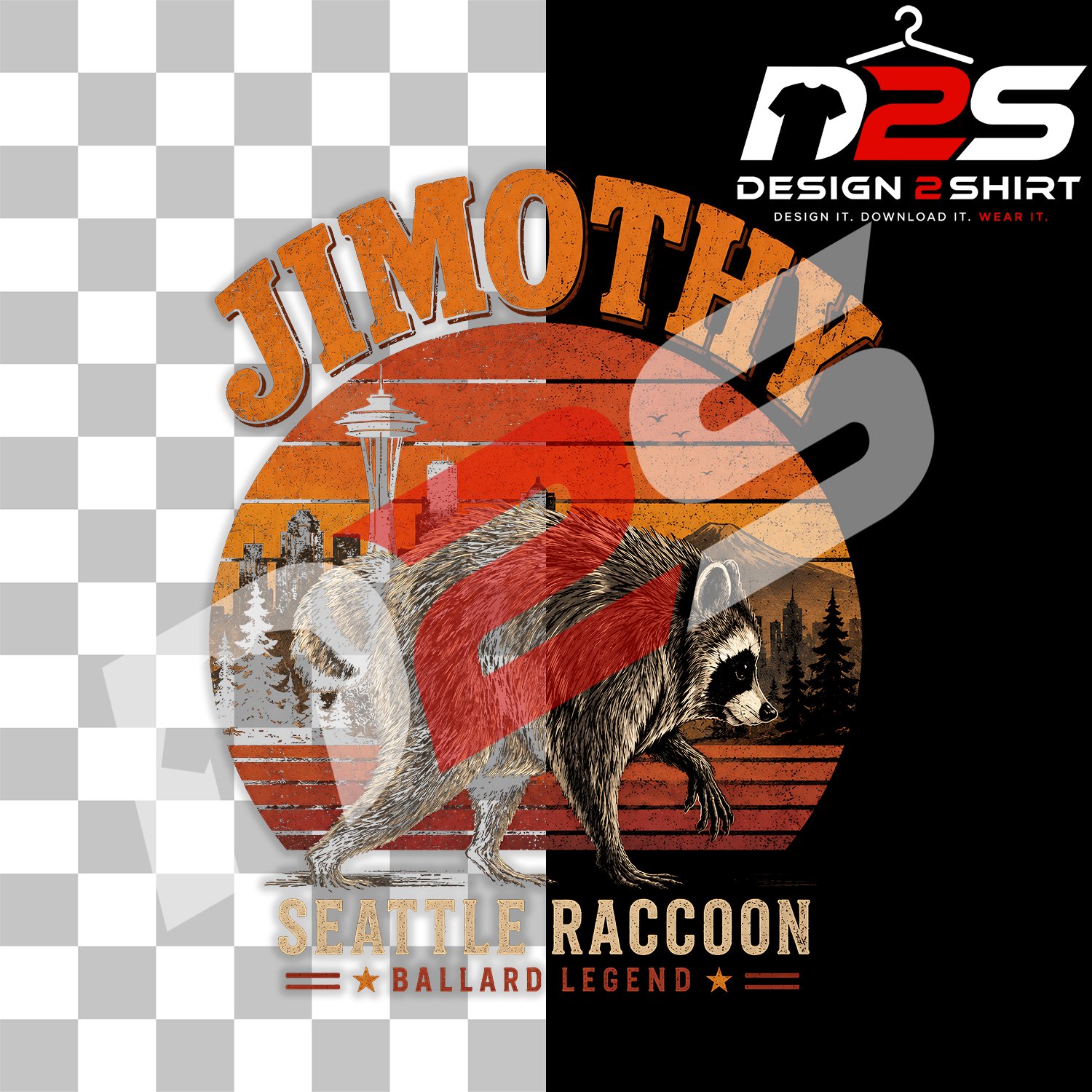Jimothy Funny Raccoon Seattle digital download for Cricut and sublimation