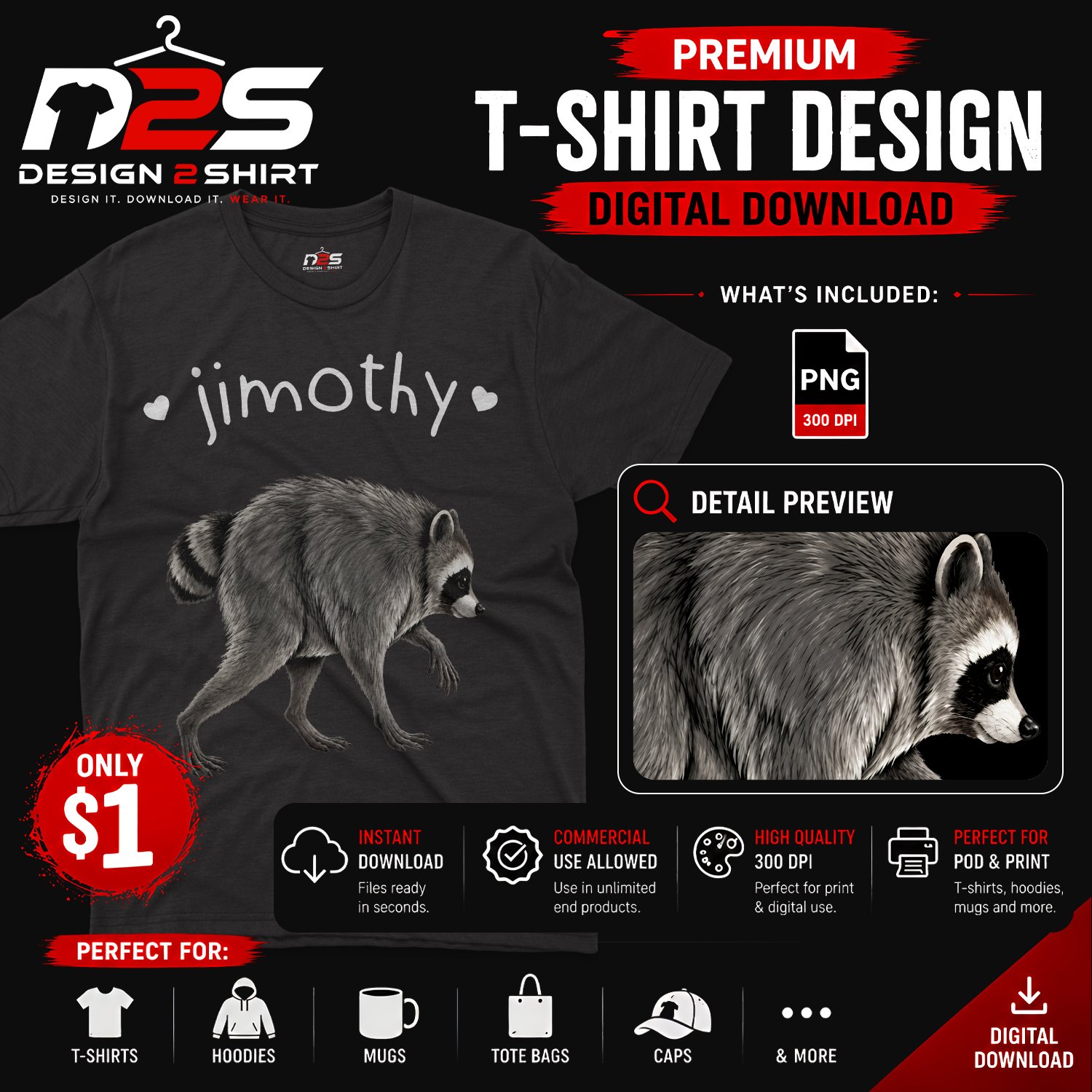 Jimothy Seattle Raccoon Viral Meme PNG Digital Download with transparent background