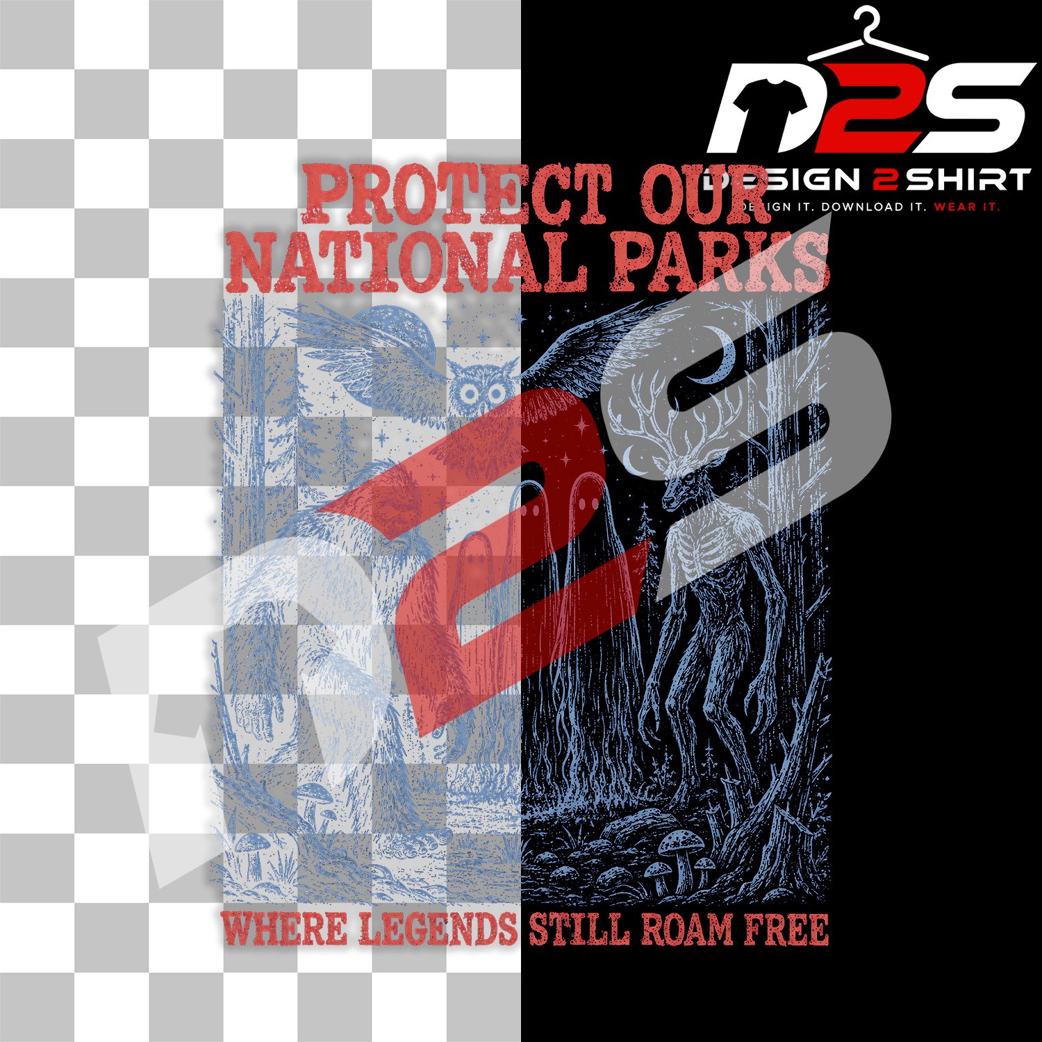 Protect Our National Parks Mothman Cryptid Weirdcore Horror digital design for Cricut, Print on Demand, and DIY projects
