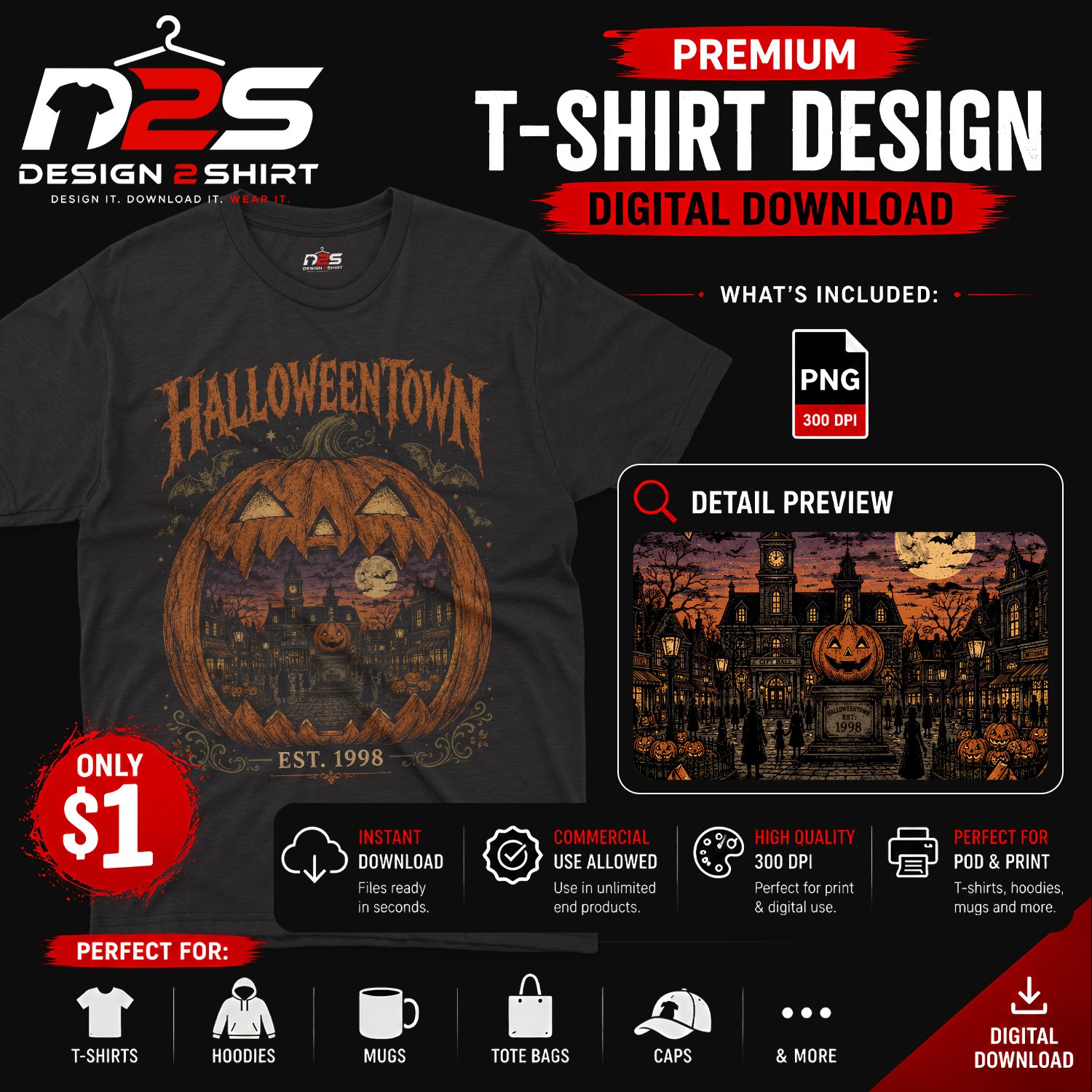 Vintage Halloweentown Pumpkin PNG design with vintage Halloween style and transparent background