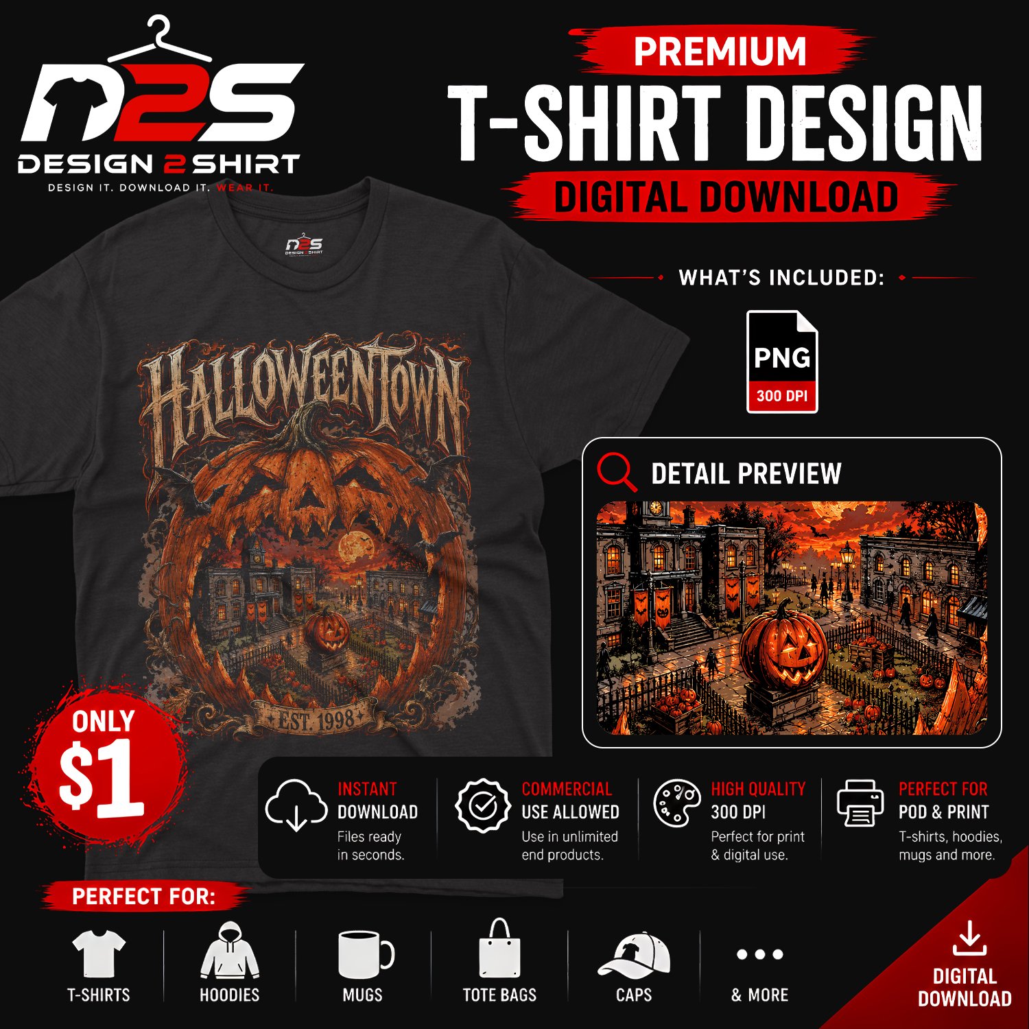 Vintage Halloweentown Pumpkin vintage Halloween PNG Digital Download for sublimation T-shirt design