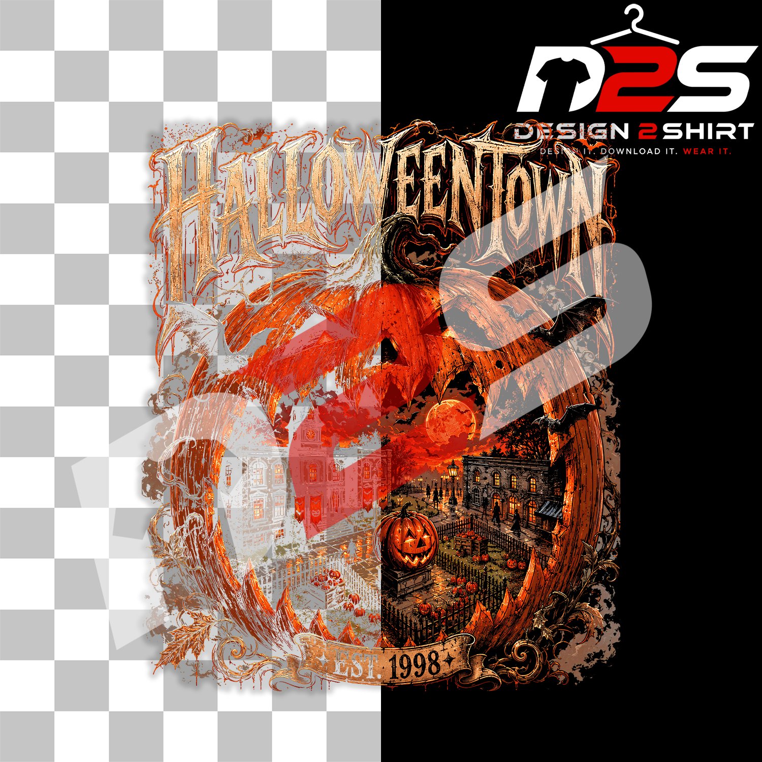 Vintage Halloweentown Pumpkin transparent background PNG for Cricut DIY crafts and apparel