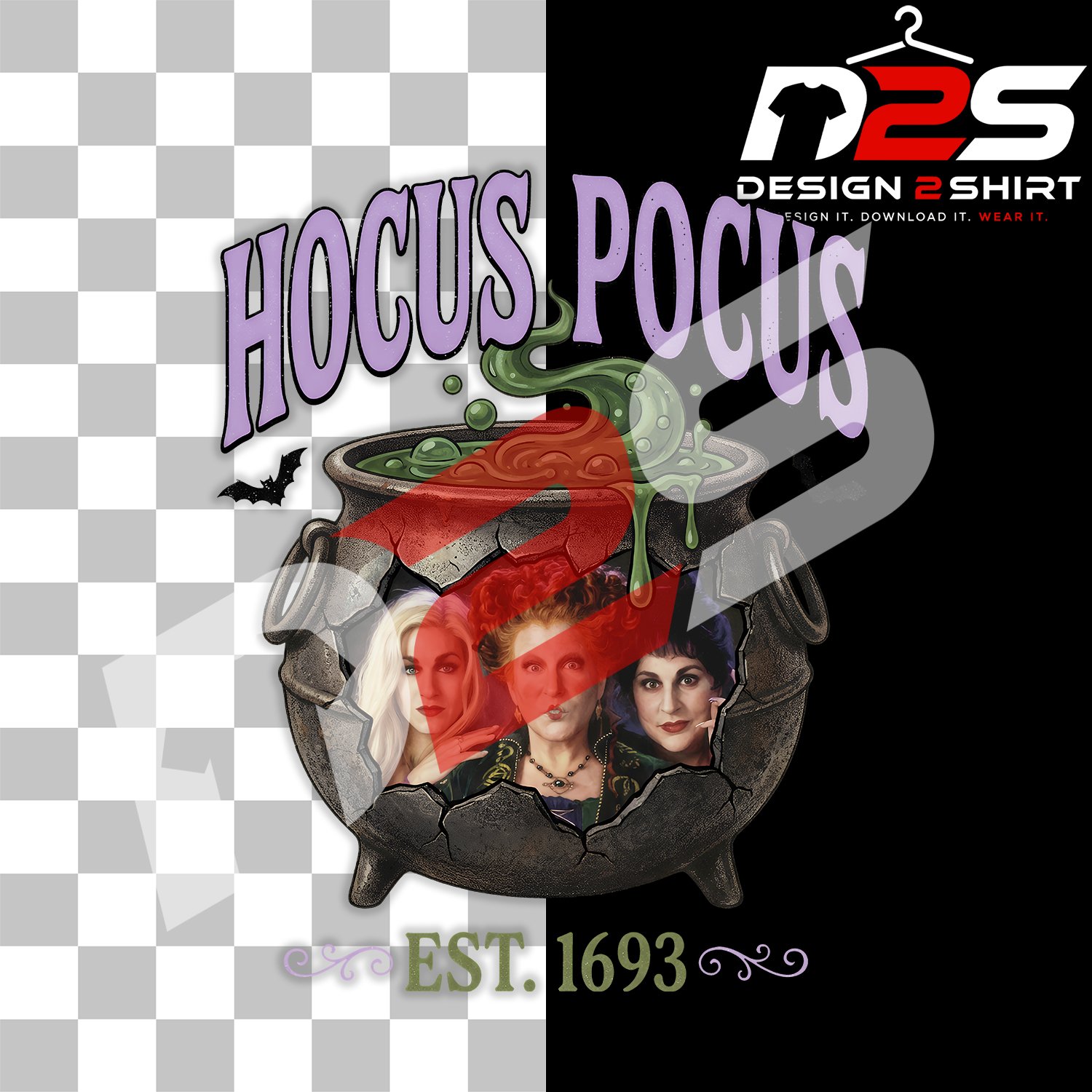 Vintage Hocus Pocus Halloween Witch high-resolution PNG artwork for sublimation, Cricut, and DIY crafts.