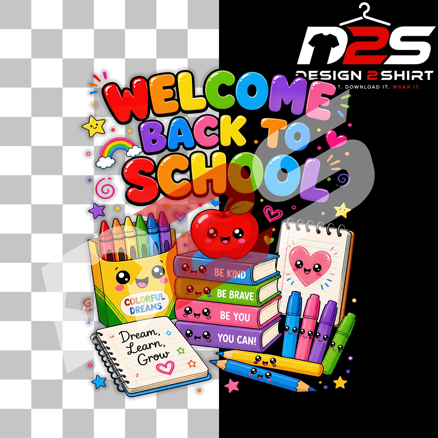 Welcome Back To School Kawaii Teacher high-resolution transparent PNG for sublimation printing