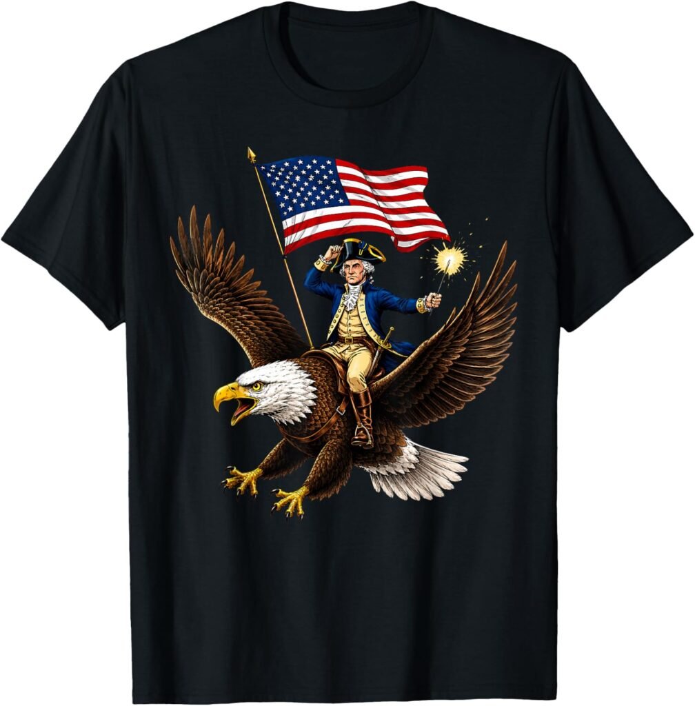 Funny American history shirt with shark illustration
