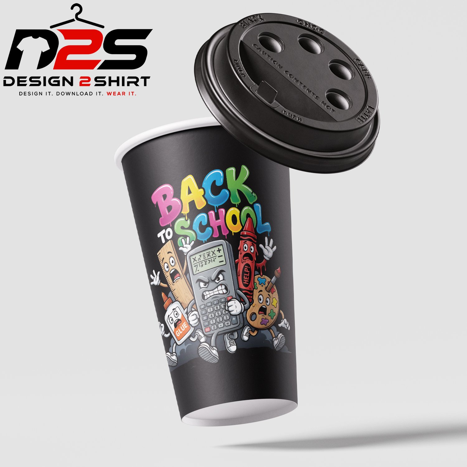 High-resolution school season artwork shown on a T-shirt mockup