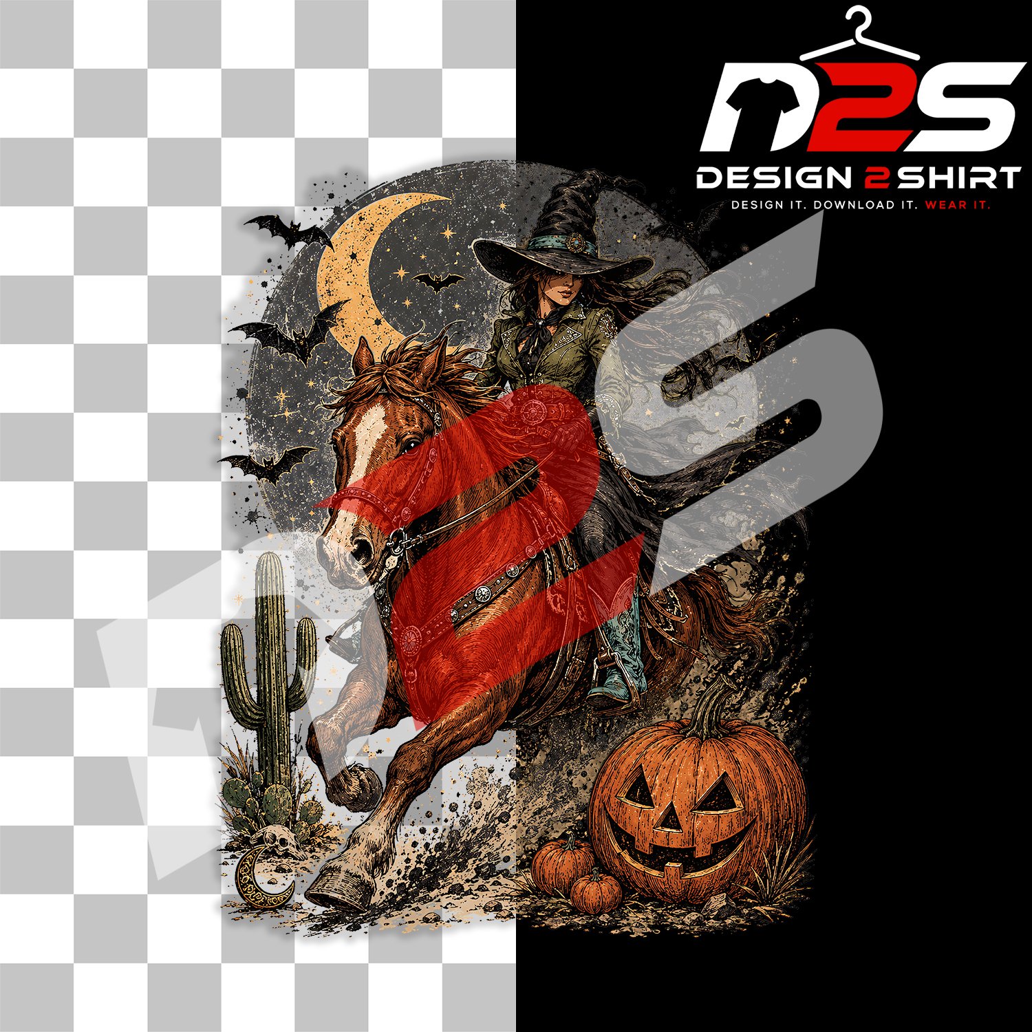 Cowgirl Witch Western Halloween Howdy western Halloween design with transparent background