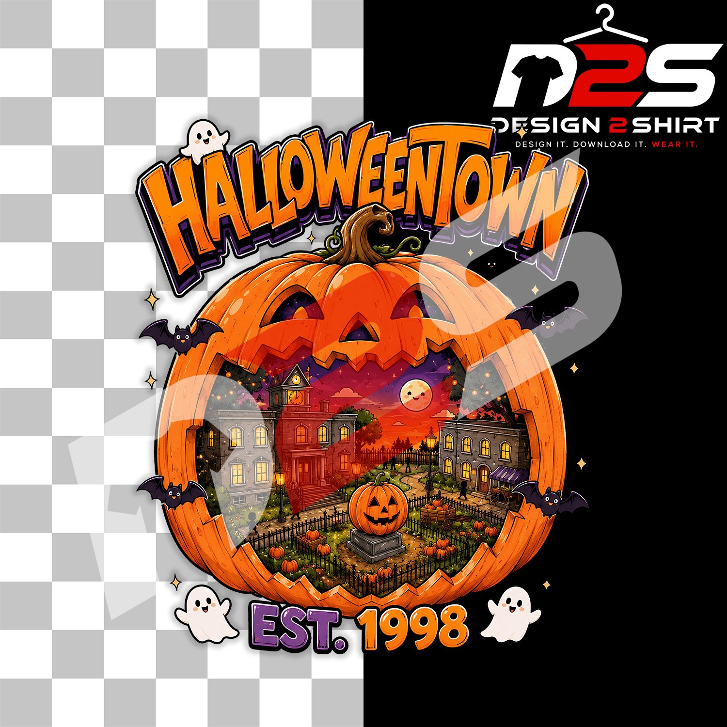 Cute Halloweentown Est. 1998 Pumpkin Village high-resolution pumpkin village artwork