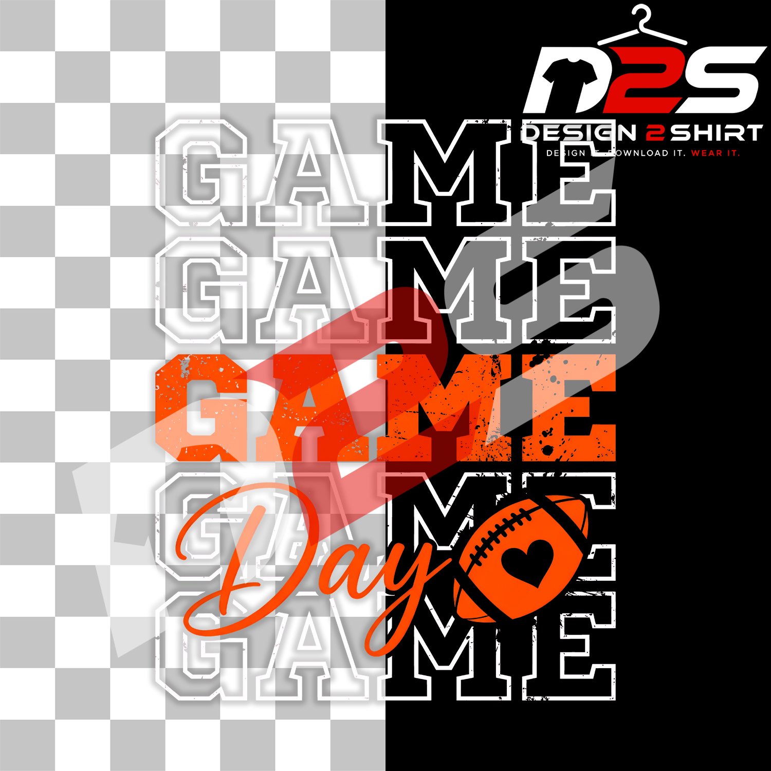 Game Day Football Touchdown NFL digital artwork with a transparent background