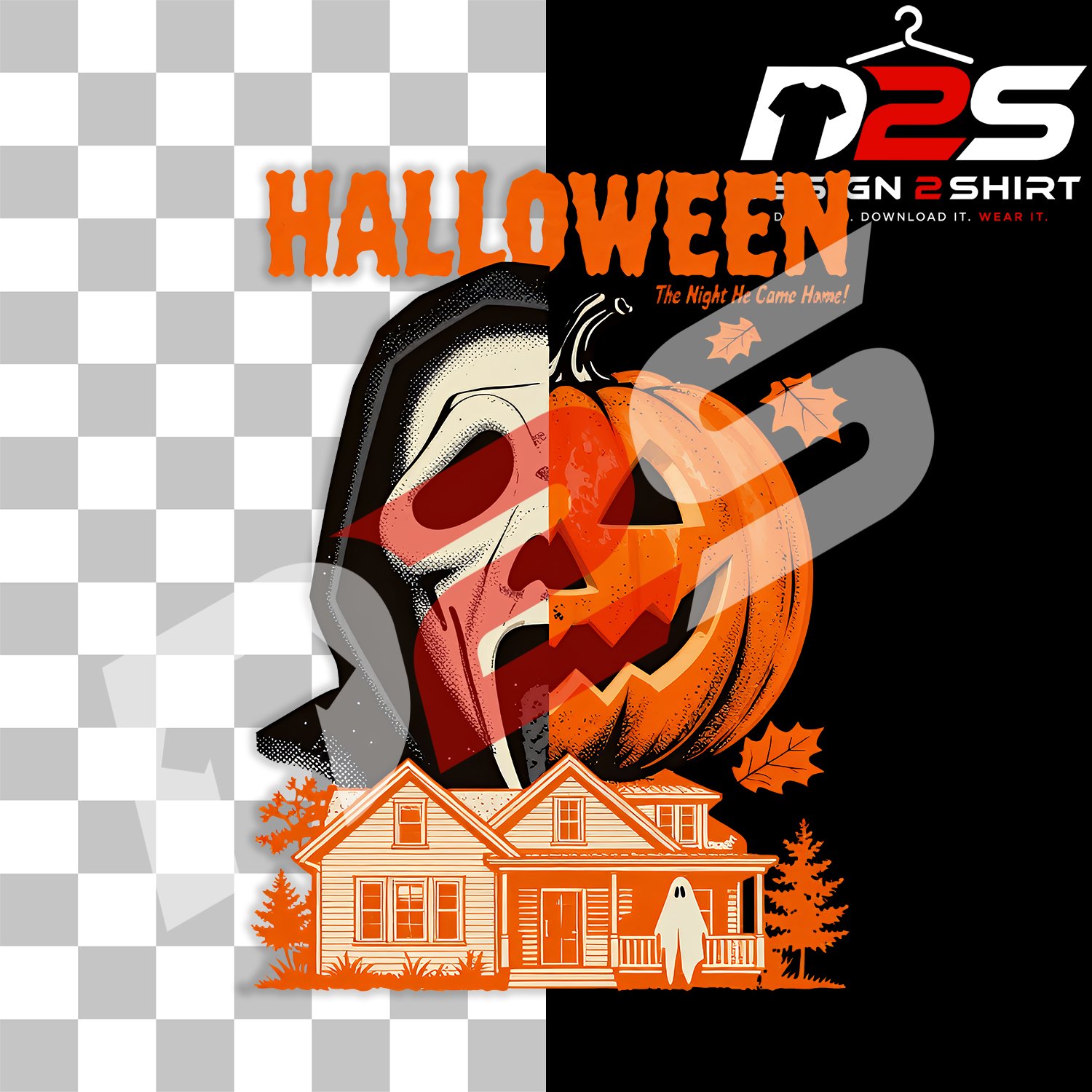 Halloween horror movie inspired digital artwork for T-shirt and hoodie projects