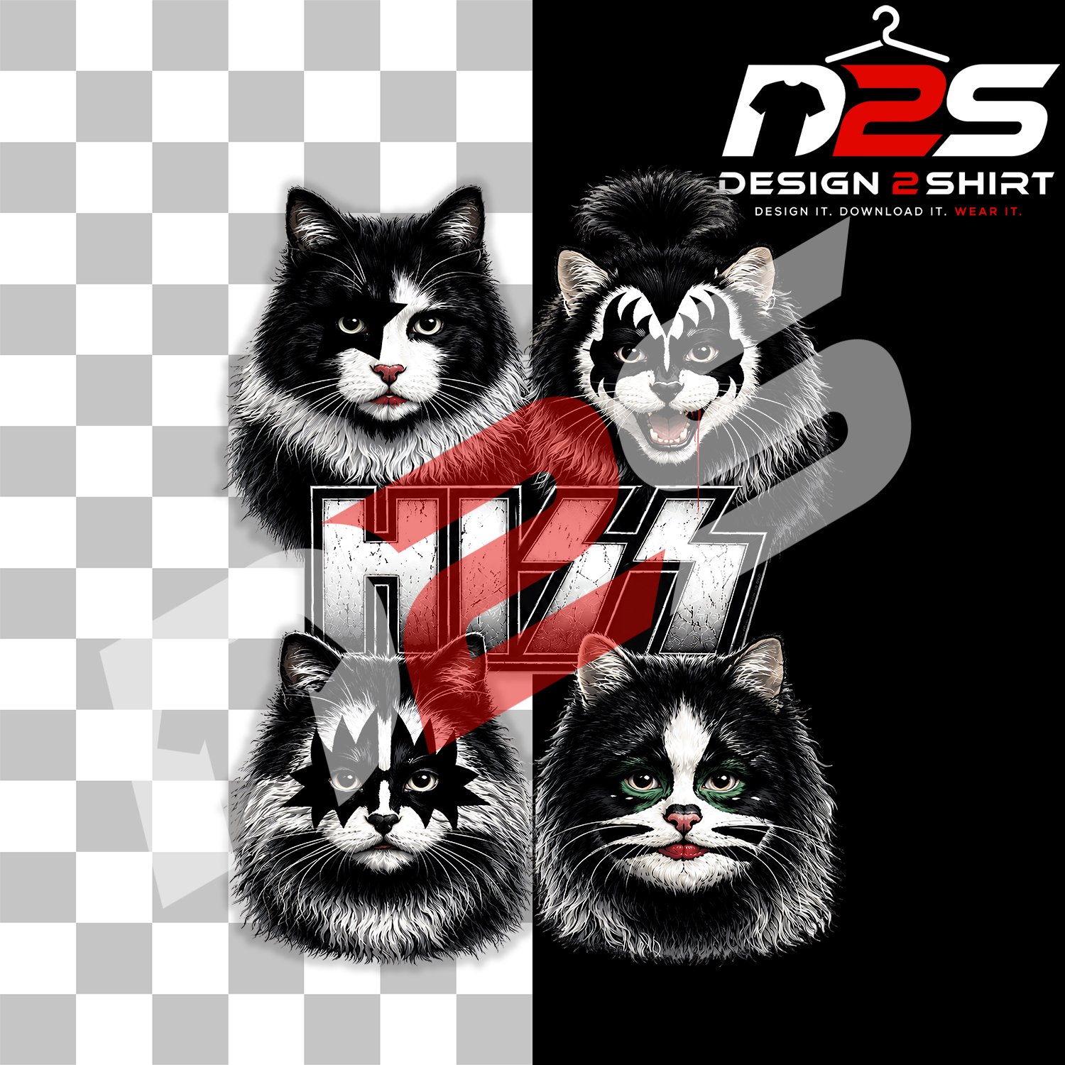 Funny Hiss Cat Parody Rock Music artwork for Cricut and Print on Demand products