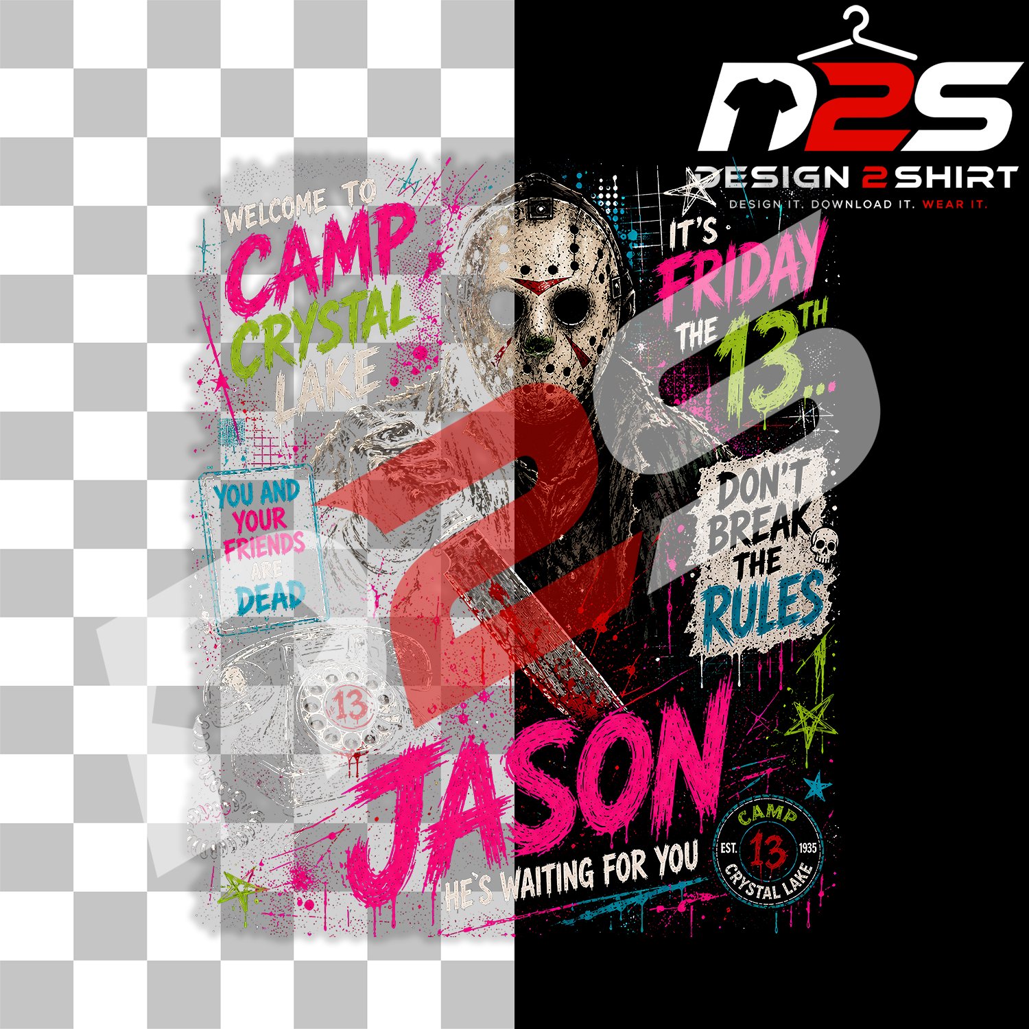 Jason Friday The 13th Horror Movie Halloween Free spooky horror artwork for crafting