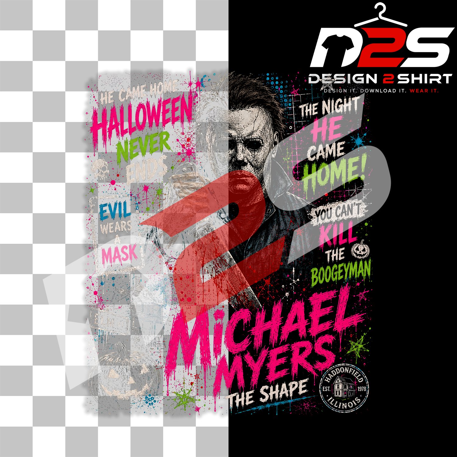 Michael Myers Halloween Horror Movie Free design with transparent background