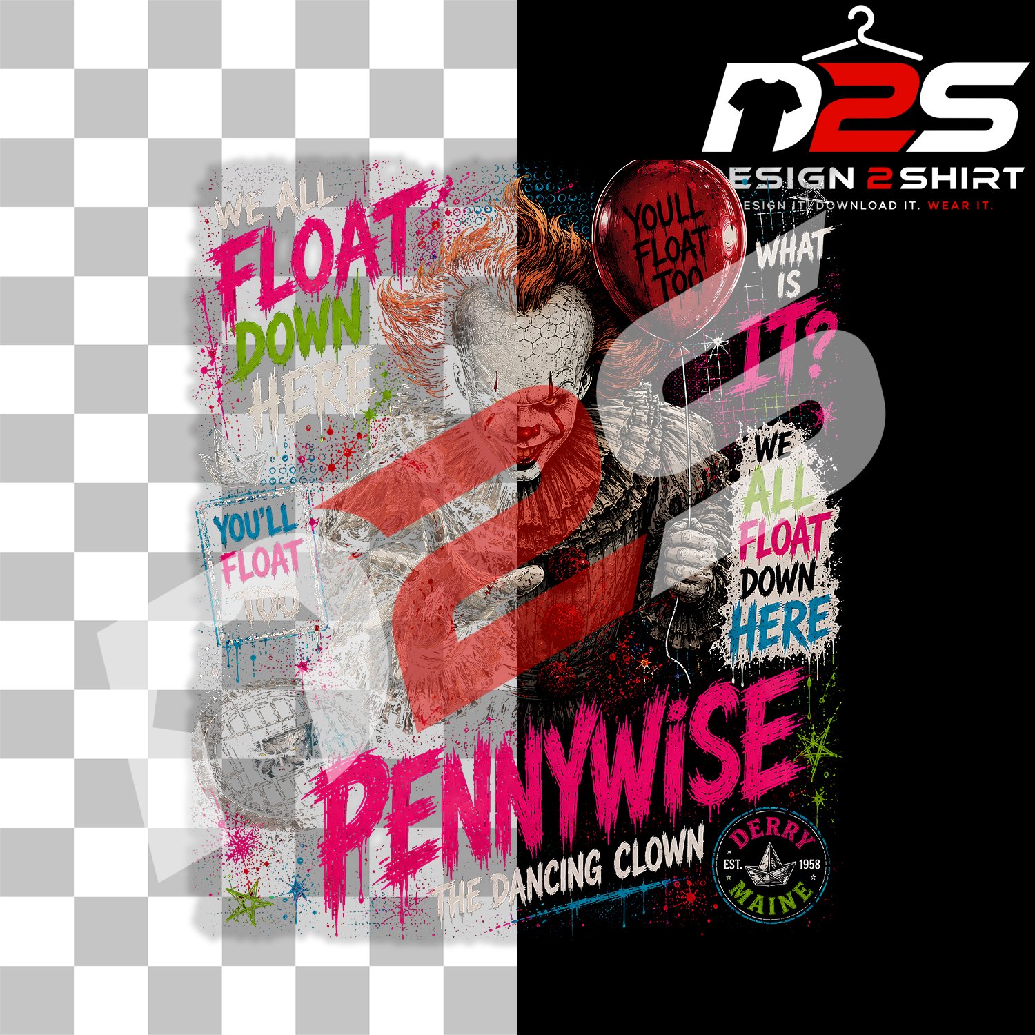 Pennywise Halloween Horror IT Movie Free design with transparent background