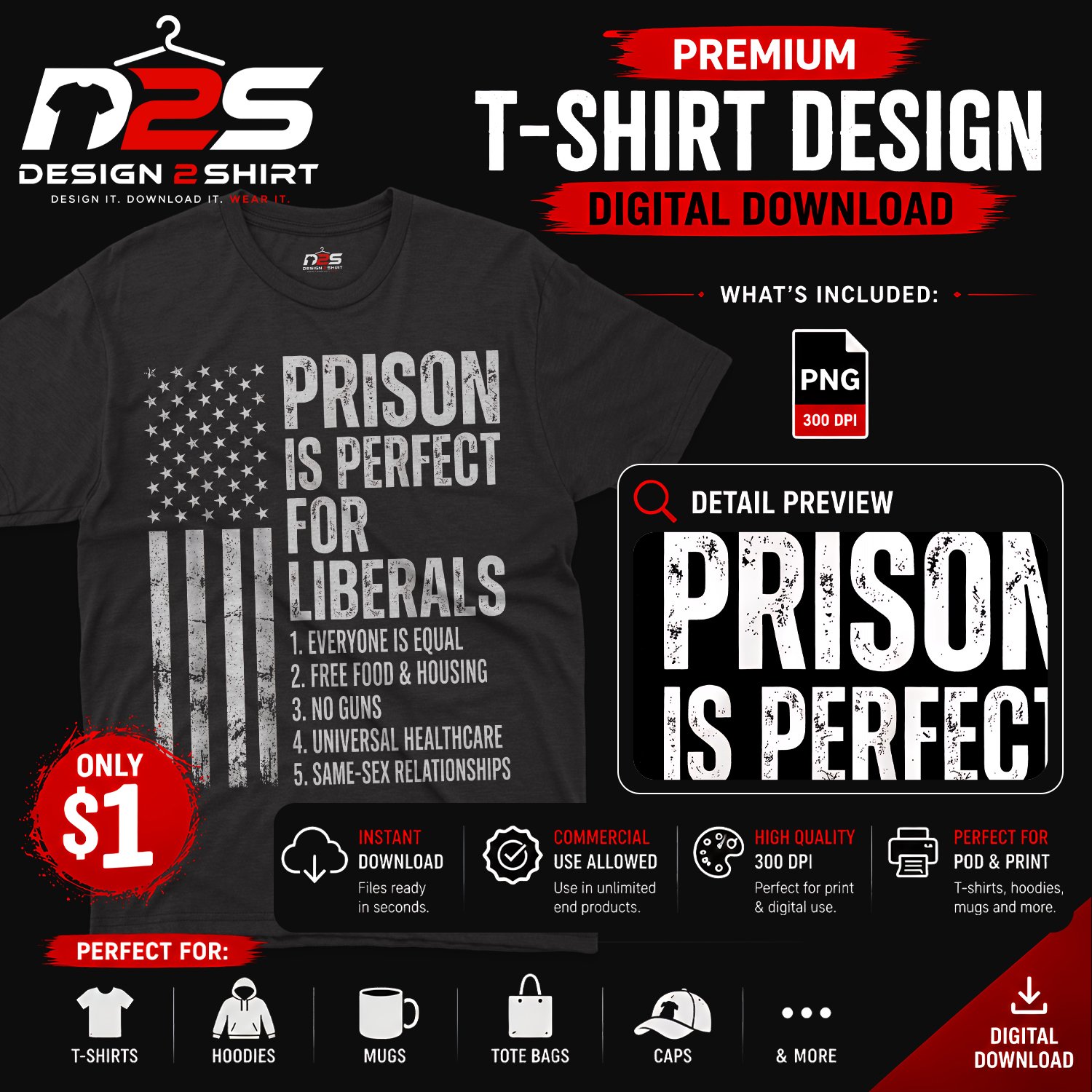 Prison is Perfect for Liberals political humor PNG design