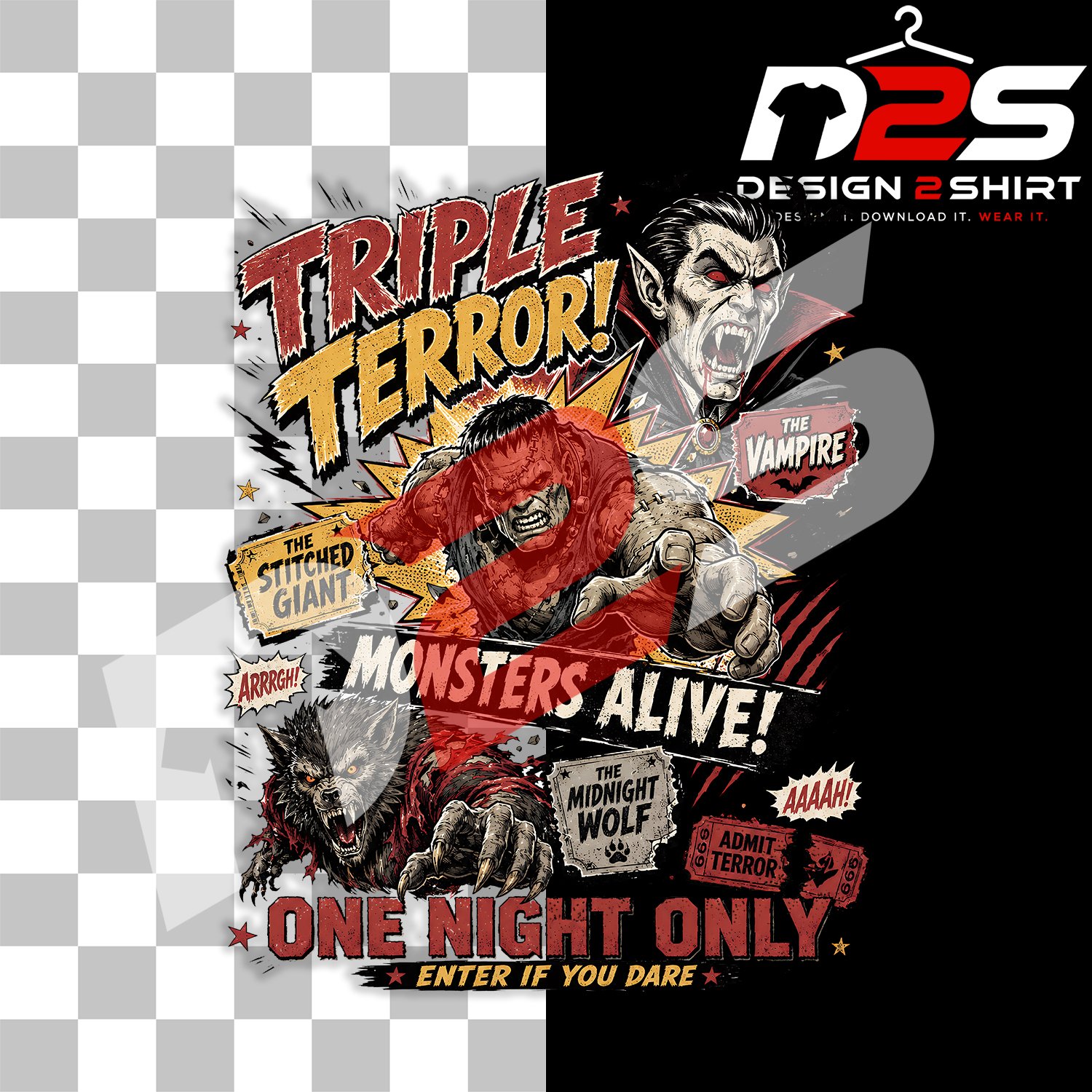 Vintage Horror Movie Retro Monster retro horror artwork for Cricut and sublimation